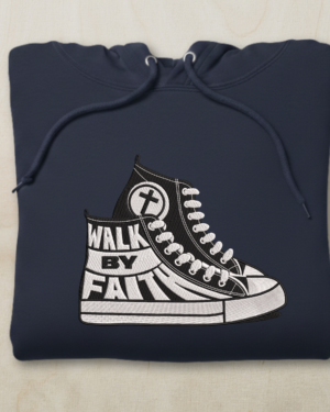 Elevate Your Streetwear: "Walk By Faith" Premium Embroidered Hoodie